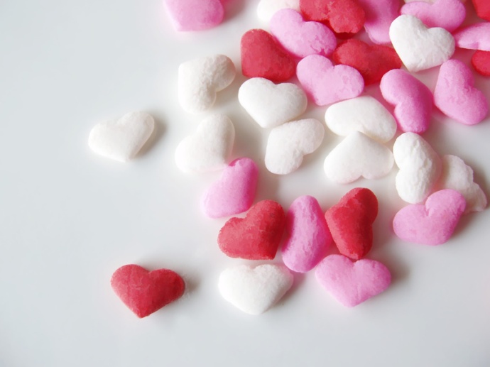 pink, white and red candied heart sprinkles